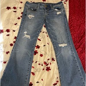 American eagle outfitters original bootcut jeans womens 6 distressed blue denim